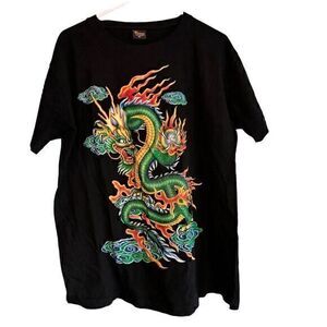 Vintage Roman Tiriam Black Dragon Graphic T-Shirt Men's XL Short Sleeve Retro 90